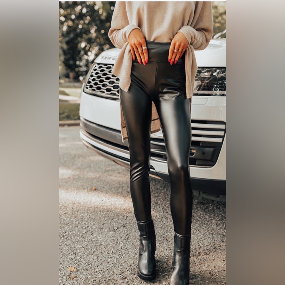 High Waisted Faux Leather Legging